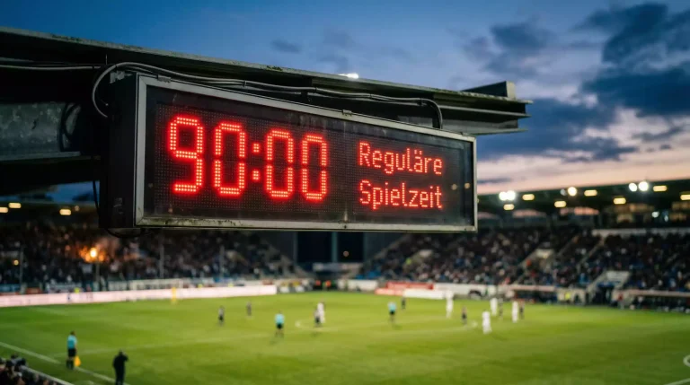 Dreiweg-Wette im DFB-Pokal – Stadionuhr zeigt 90 Minuten bei einem Pokalspiel