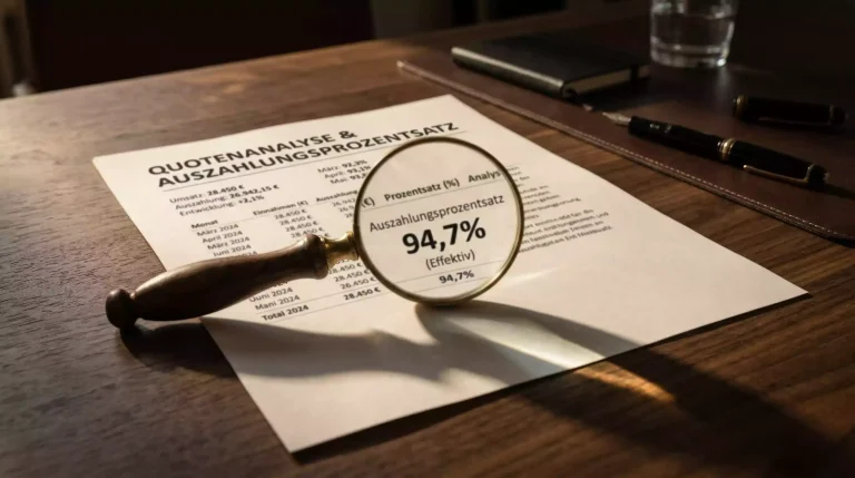 Quotenschlüssel erklärt – Lupe über einem Dokument mit Prozentzahlen und Quotenanalyse